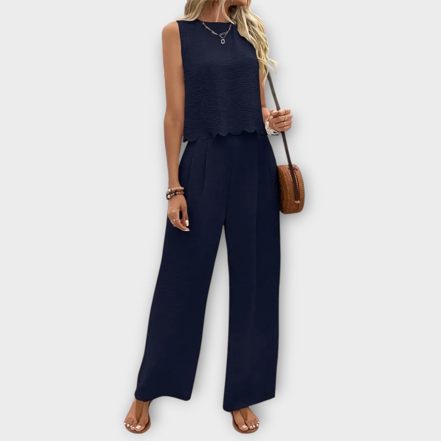 Valeria - Virágosszegélyes mellény és hosszú nadrág