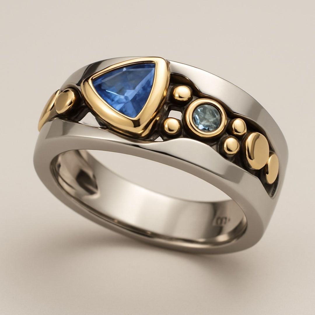 Bague vintage en cristal bleu