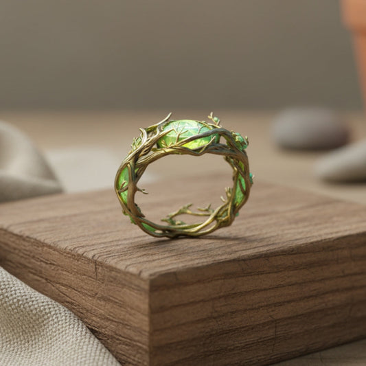 Bague en opale verte naturelle