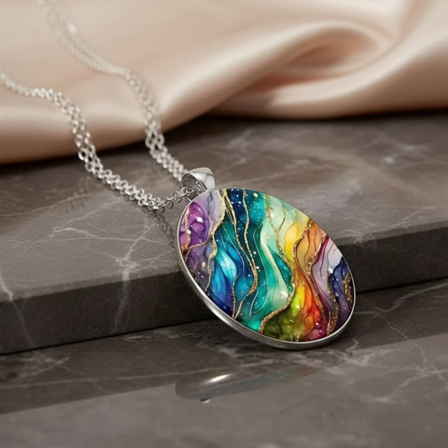 Collier rond en pierres colorées
