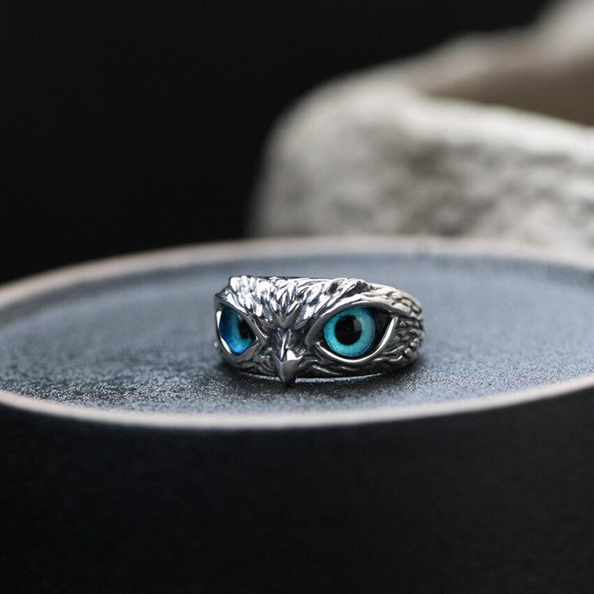 Bague réglable Hibou porte-bonheur en argent et opale