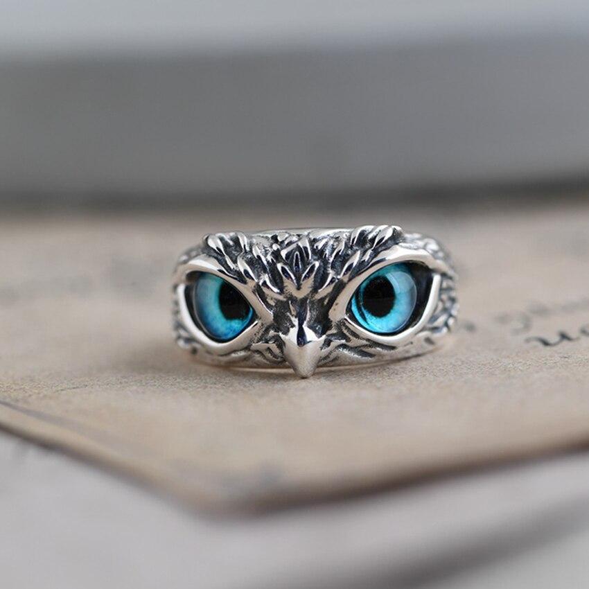 Bague réglable Hibou porte-bonheur en argent et opale