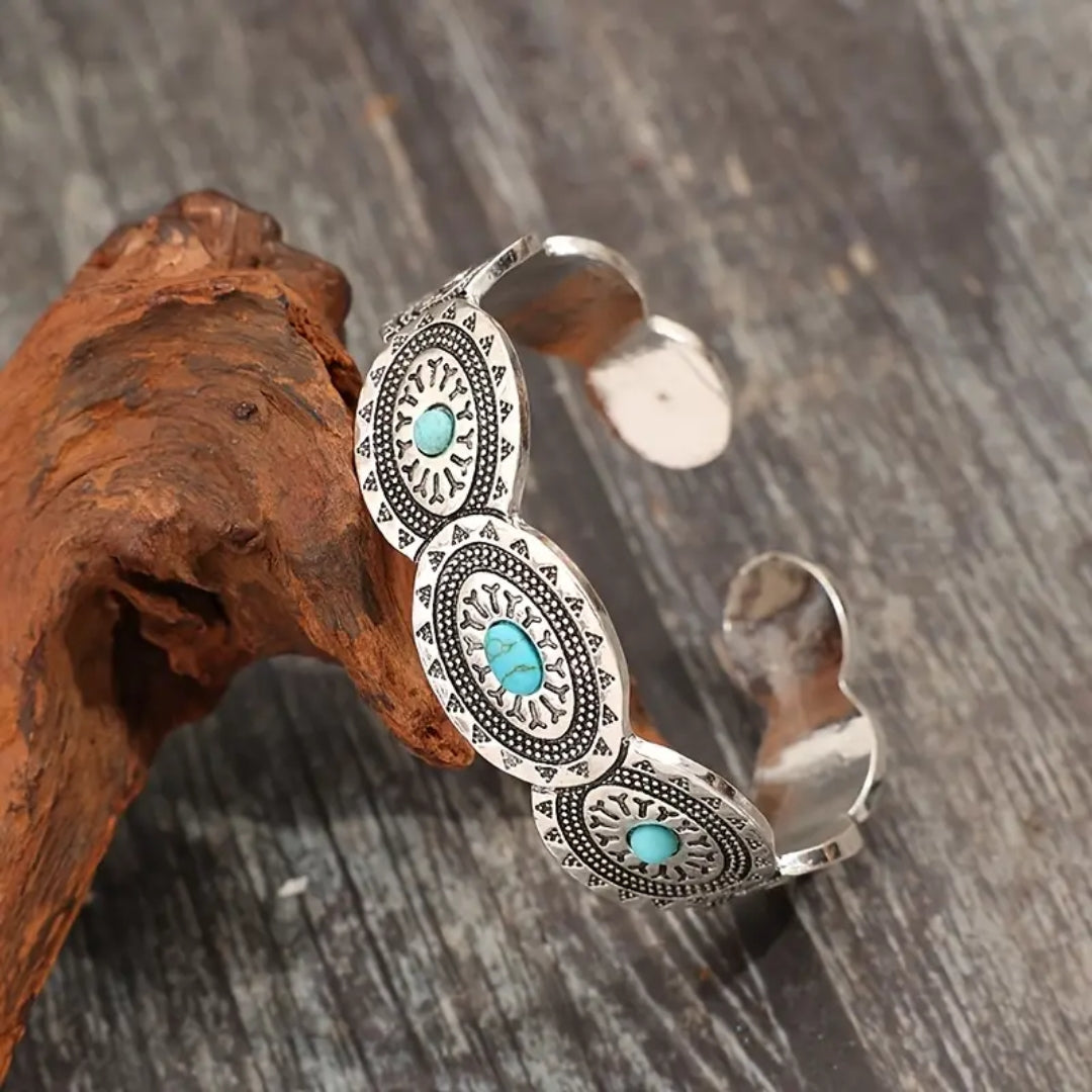 Bracelet argenté à pierres bleues Trail