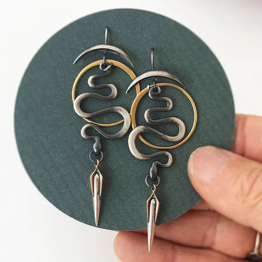 Boucles d'oreilles irrégulières en spirale géométrique en serpentine