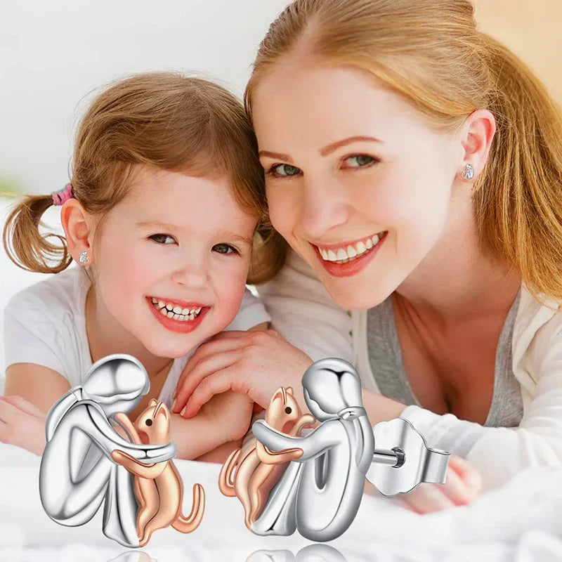 Macska ösküvő bicolore ezüst és arany fülbevaló