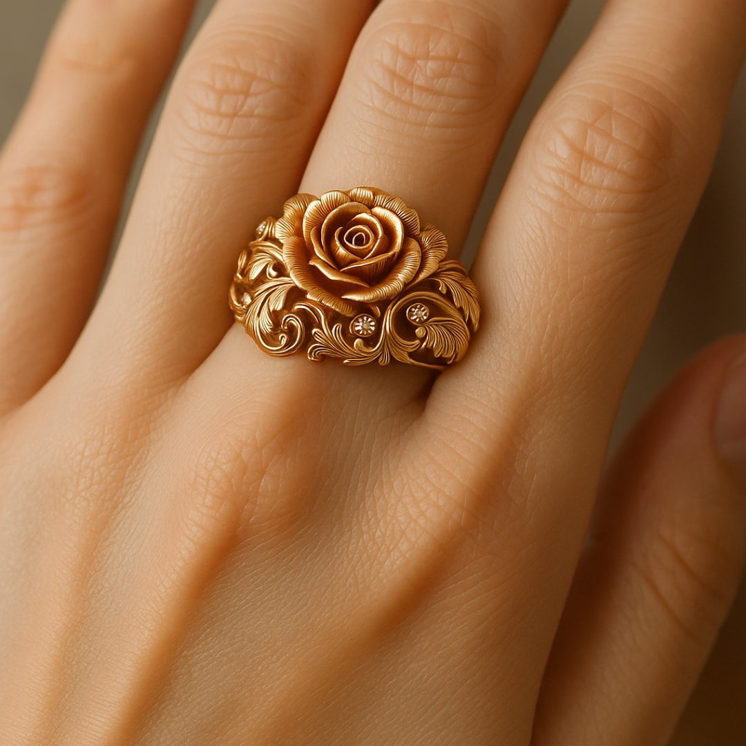 Bague fleur dorée