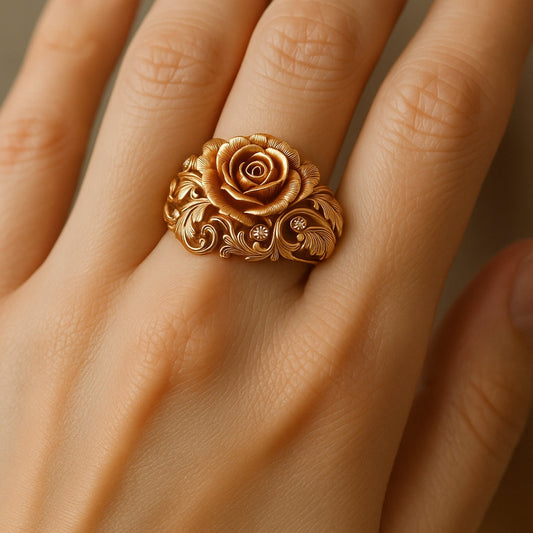 Bague fleur dorée