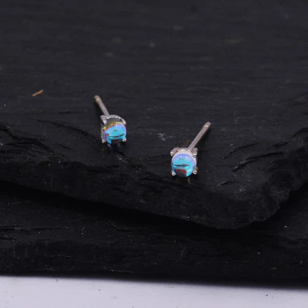Boucles d'oreilles à clous en argent sterling avec sirène et cristal, mini